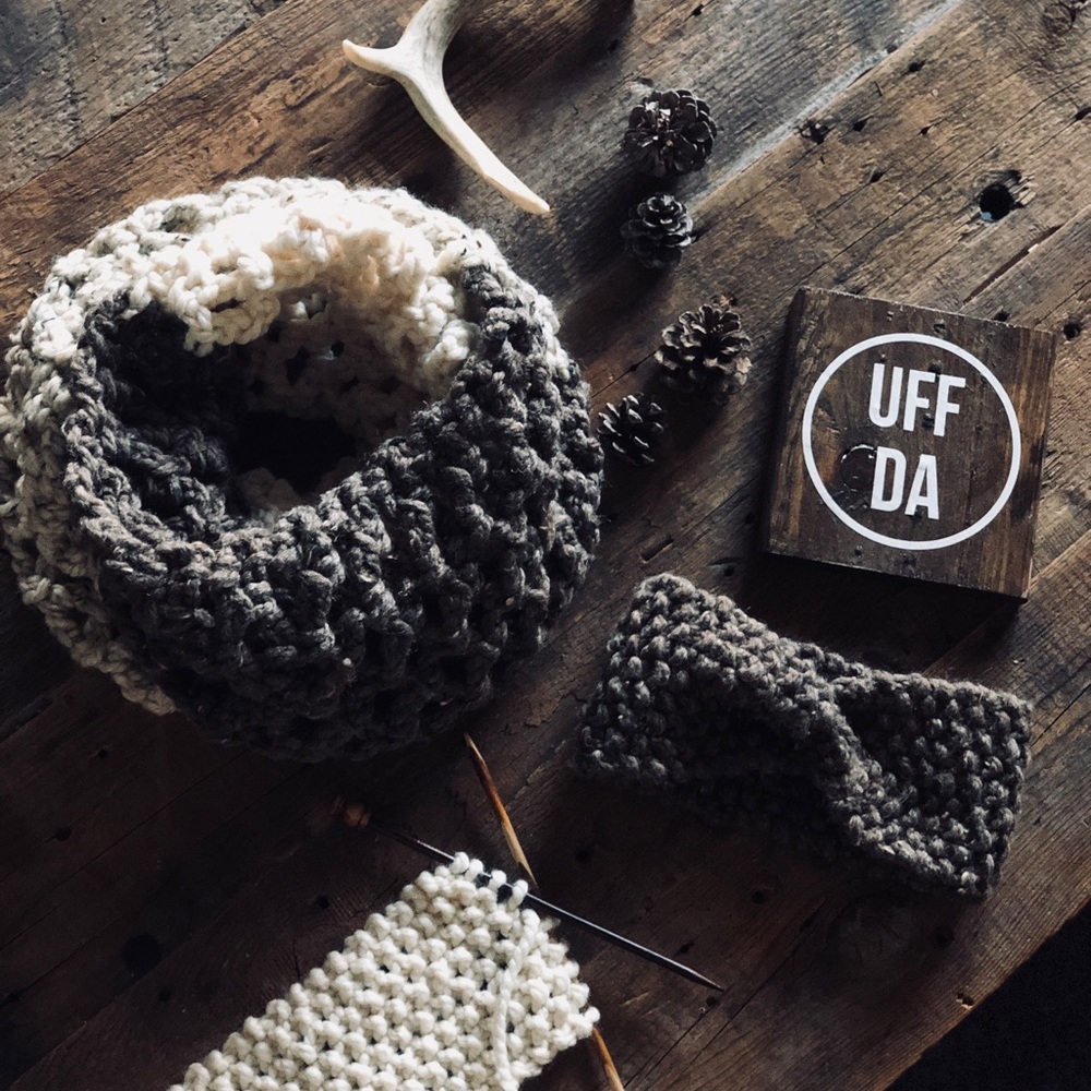 Handmade Headband and Tri-Colored Scarf Set